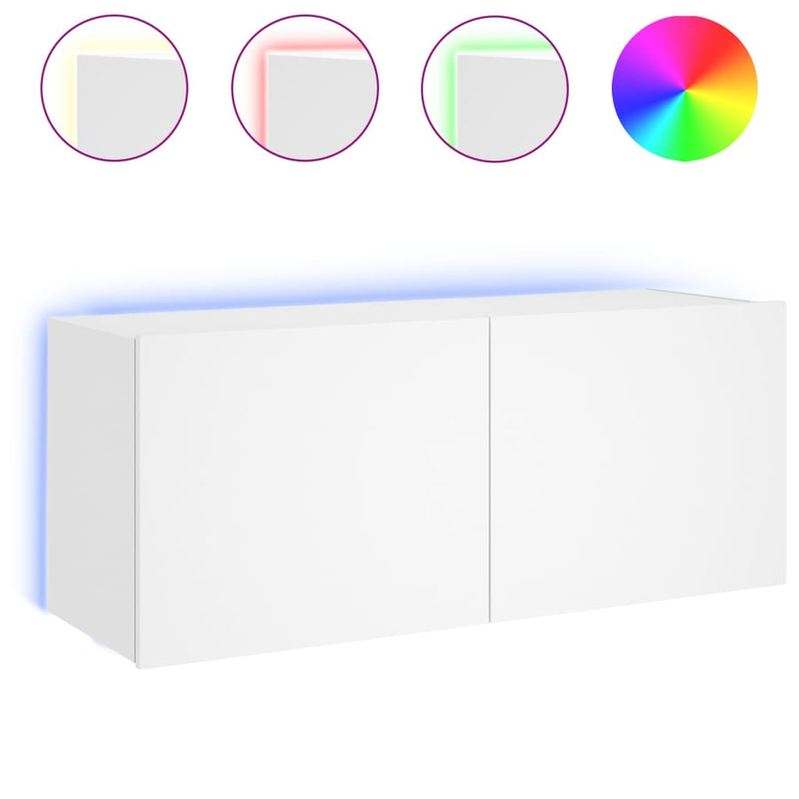 Tv-Wandmeubel Met Led-Verlichting 100X35X41 Cm Wit