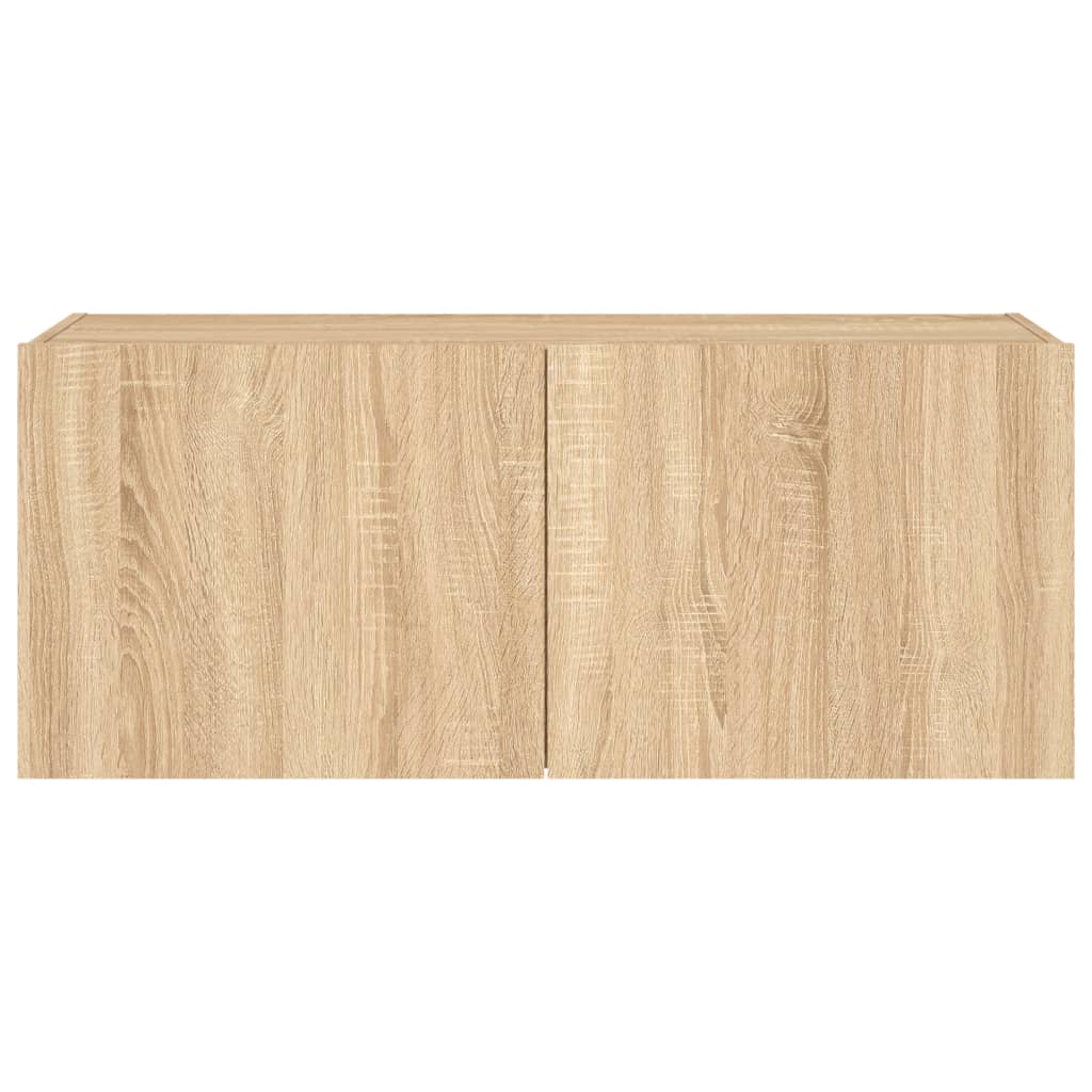 Tv-wandmeubel met LED-verlichting 100x35x41 cm sonoma eiken