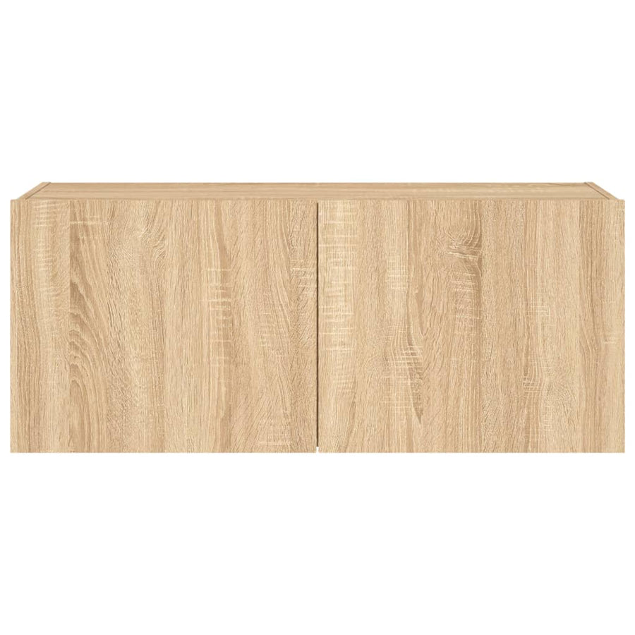 Tv-wandmeubel met LED-verlichting 100x35x41 cm sonoma eiken