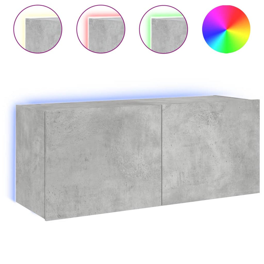 Tv-Wandmeubel Met Led-Verlichting 100X35X41 Cm Betongrijs
