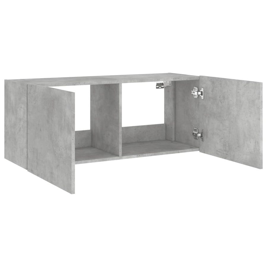 Tv-Wandmeubel Met Led-Verlichting 100X35X41 Cm Betongrijs