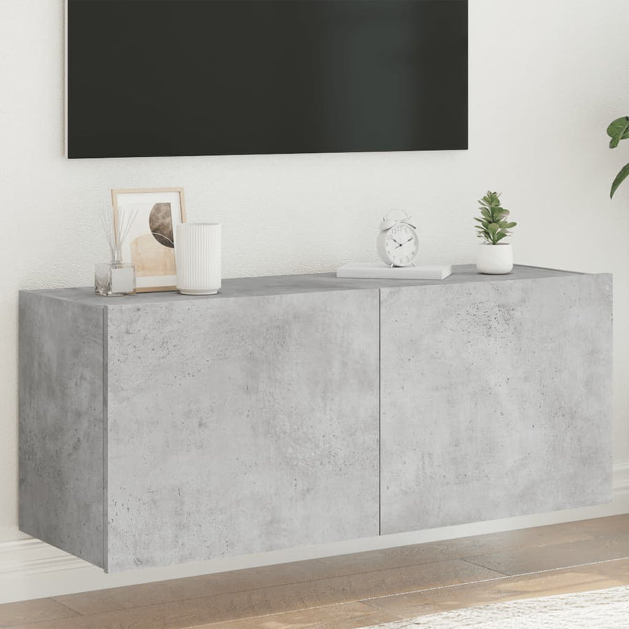 Tv-Wandmeubel Met Led-Verlichting 100X35X41 Cm Betongrijs
