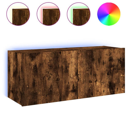 Tv-Wandmeubel Met Led-Verlichting 100X35X41 Cm Gerookt Eiken