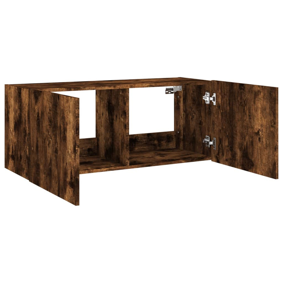 Tv-Wandmeubel Met Led-Verlichting 100X35X41 Cm Gerookt Eiken