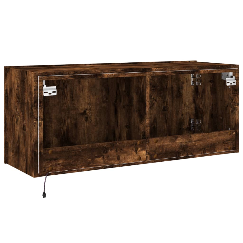 Tv-Wandmeubel Met Led-Verlichting 100X35X41 Cm Gerookt Eiken