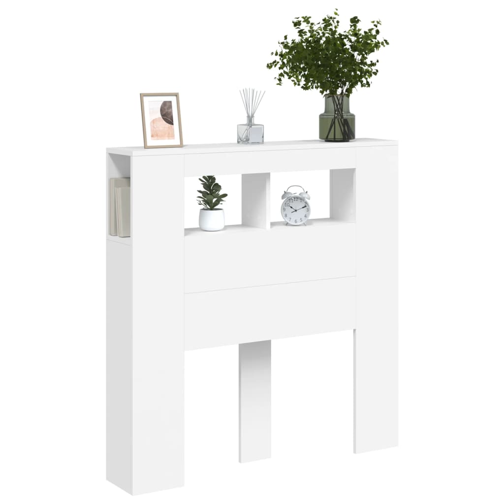 Hoofdeinde Met Led 00X8,5X03,5 Cm Bewerkt Hout 100 x 103.5 cm Wit