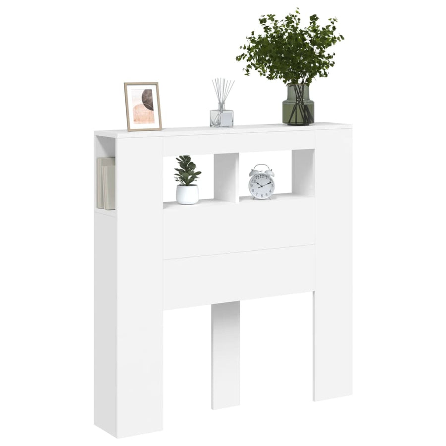 Hoofdeinde Met Led 00X8,5X03,5 Cm Bewerkt Hout 100 x 103.5 cm Wit
