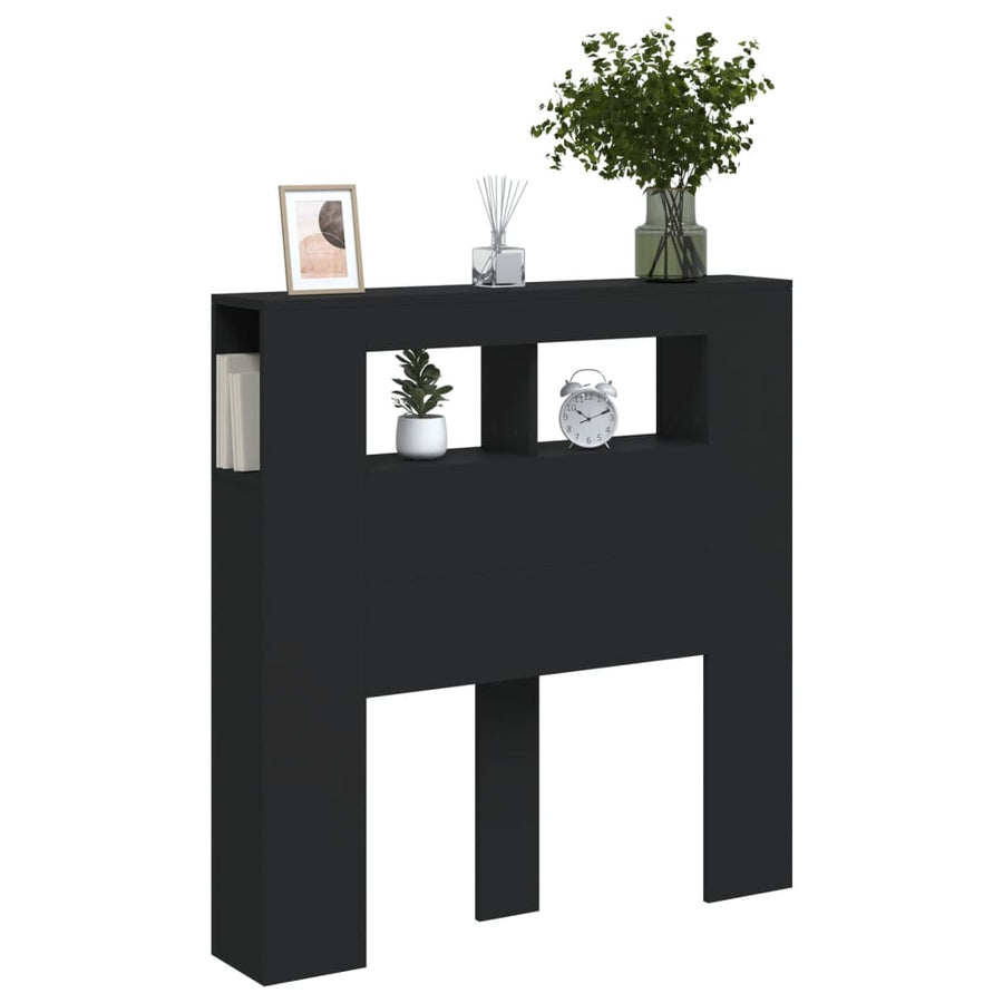 Hoofdeinde Met Led 00X8,5X03,5 Cm Bewerkt Hout 100 x 103.5 cm Zwart