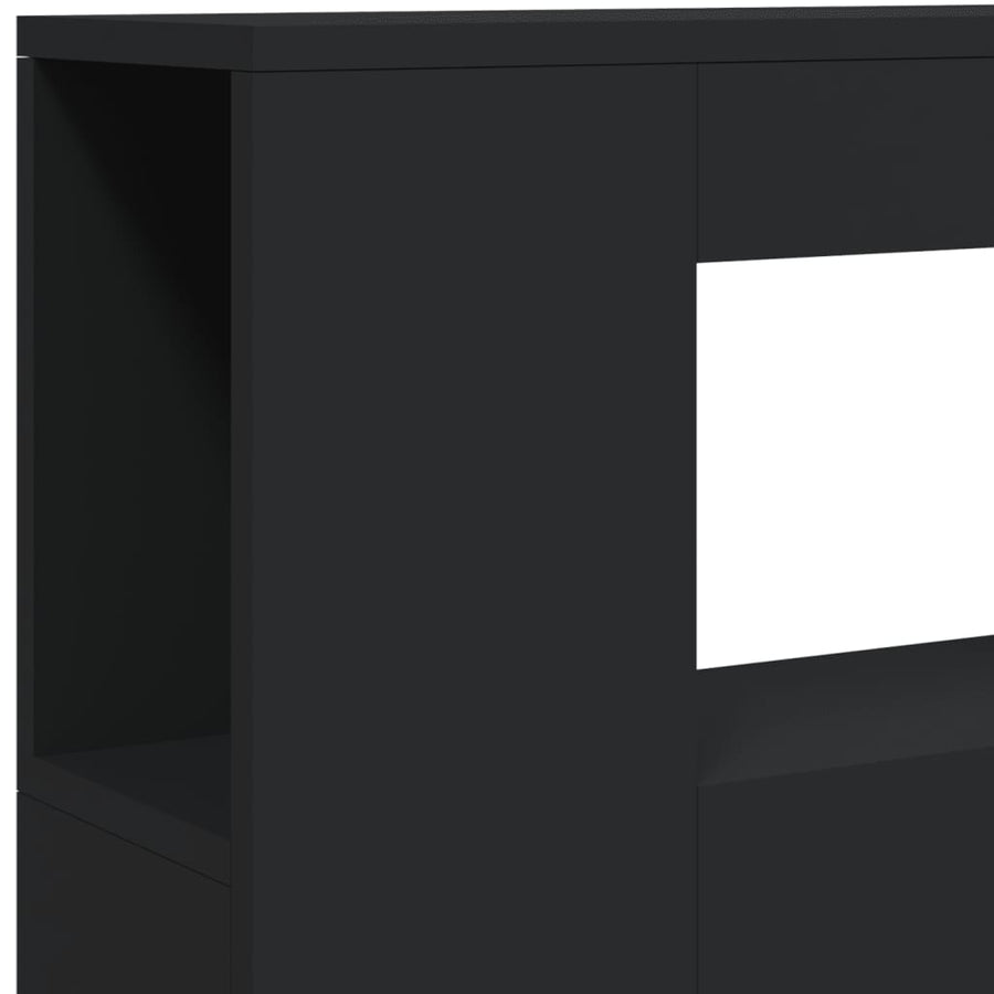 Hoofdeinde Met Led 00X8,5X03,5 Cm Bewerkt Hout 100 x 103.5 cm Zwart