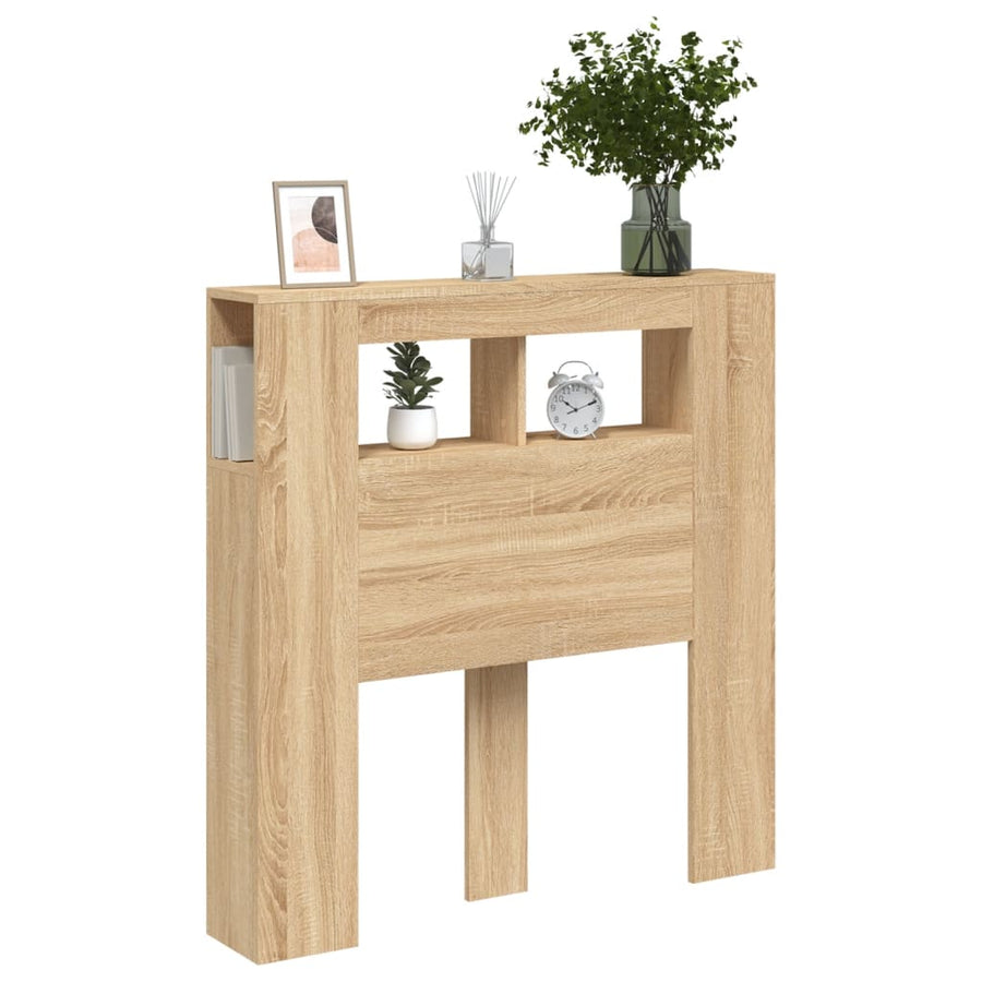 Hoofdeinde Met Led 00X8,5X03,5 Cm Bewerkt Hout 100 x 103.5 cm Sonoma eiken