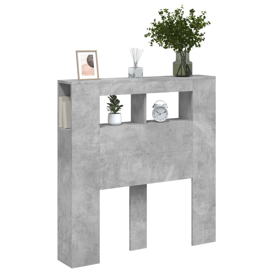 Hoofdeinde Met Led 00X8,5X03,5 Cm Bewerkt Hout 100 x 103.5 cm Betongrijs