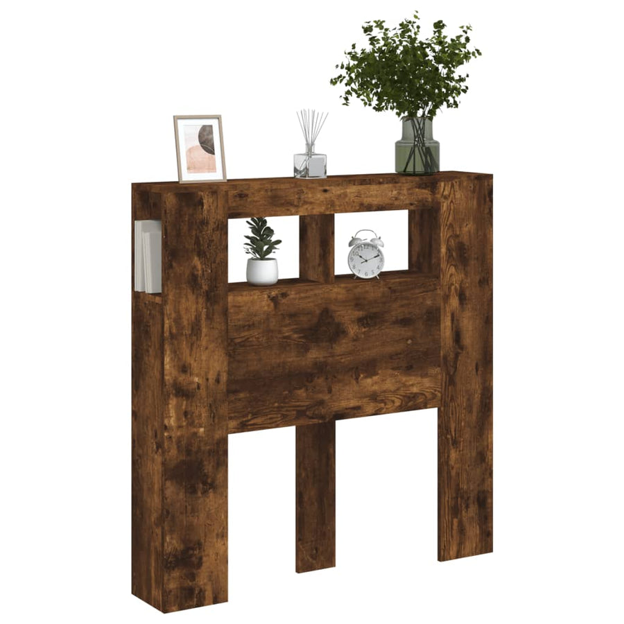 Hoofdeinde Met Led 00X8,5X03,5 Cm Bewerkt Hout 100 x 103.5 cm Gerookt eiken