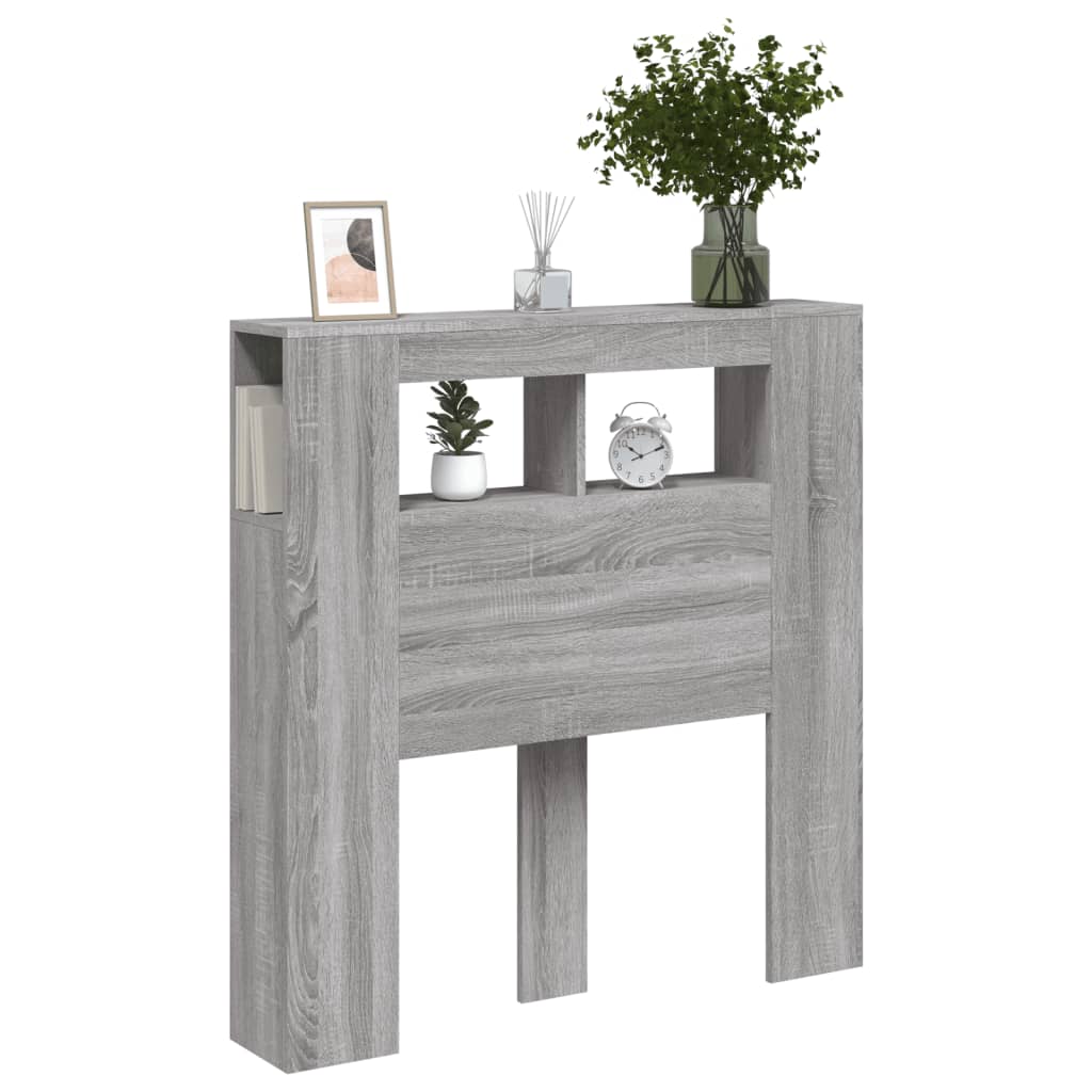 Hoofdeinde Met Led 00X8,5X03,5 Cm Bewerkt Hout 100 x 103.5 cm Grijs sonoma