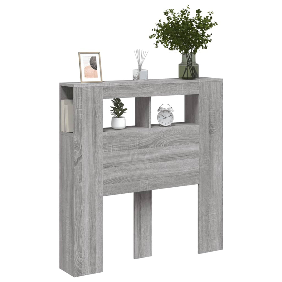 Hoofdeinde Met Led 00X8,5X03,5 Cm Bewerkt Hout 100 x 103.5 cm Grijs sonoma