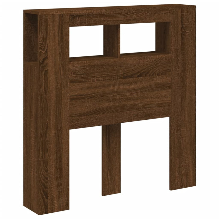 Hoofdeinde Met Led 00X8,5X03,5 Cm Bewerkt Hout Bruineiken 100 x 103.5 cm bruin eikenkleur