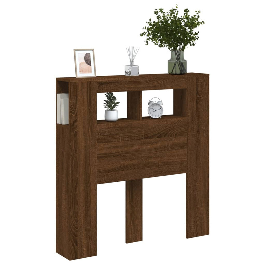 Hoofdeinde Met Led 00X8,5X03,5 Cm Bewerkt Hout Bruineiken 100 x 103.5 cm bruin eikenkleur