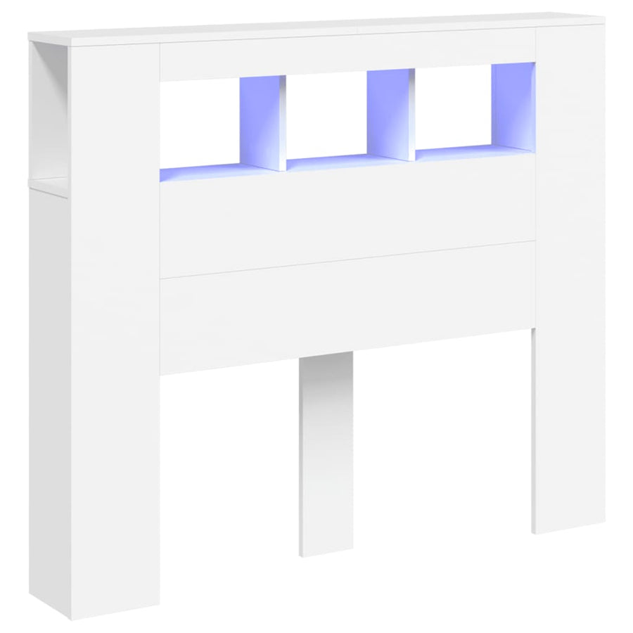 Hoofdeinde Met Led 20X8,5X03,5 Cm Bewerkt Hout 120 x 103.5 cm Wit