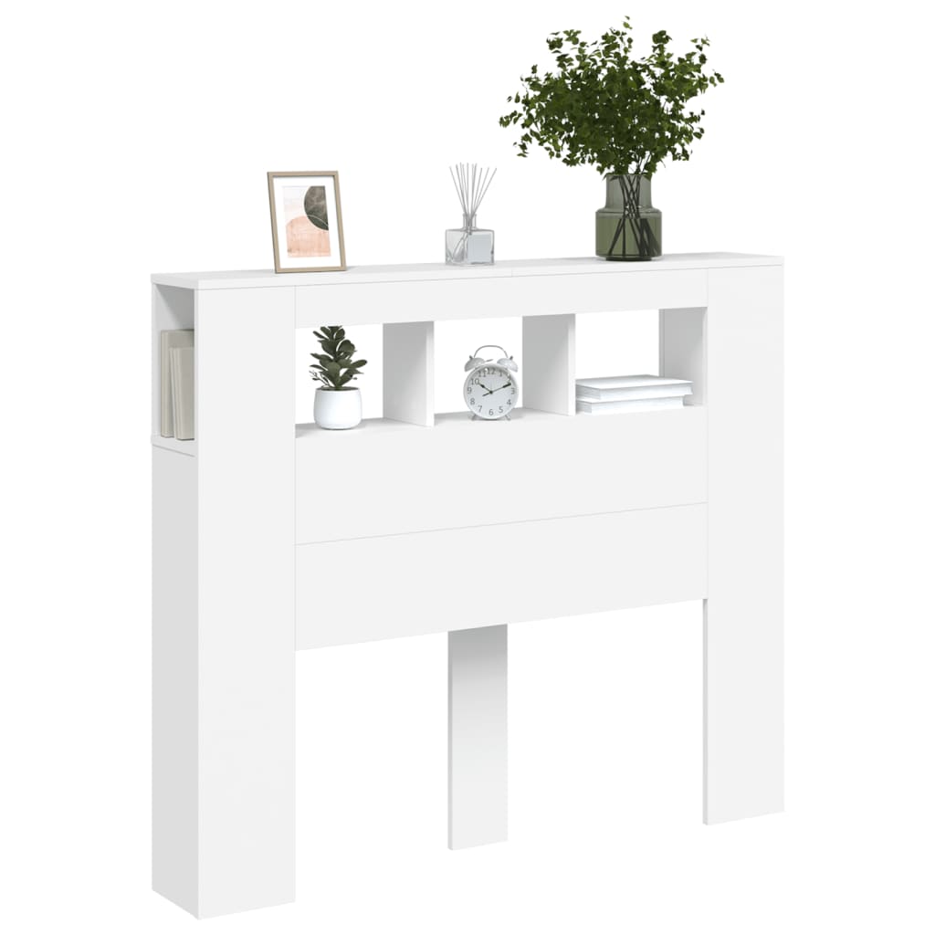 Hoofdeinde Met Led 20X8,5X03,5 Cm Bewerkt Hout 120 x 103.5 cm Wit