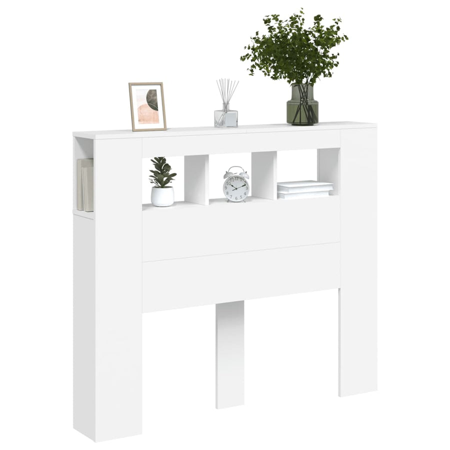 Hoofdeinde Met Led 20X8,5X03,5 Cm Bewerkt Hout 120 x 103.5 cm Wit