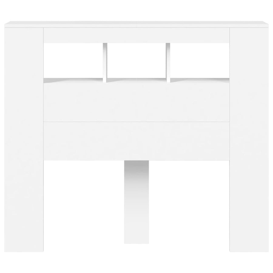 Hoofdeinde Met Led 20X8,5X03,5 Cm Bewerkt Hout 120 x 103.5 cm Wit
