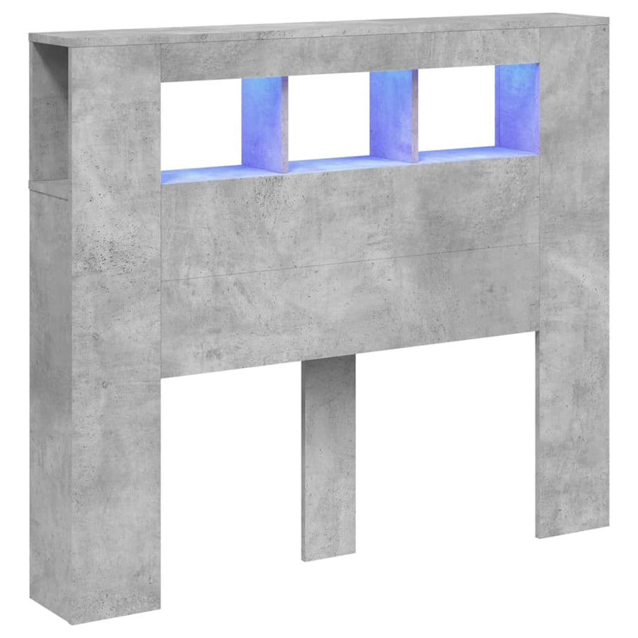 Hoofdeinde Met Led 20X8,5X03,5 Cm Bewerkt Hout 120 x 103.5 cm Betongrijs