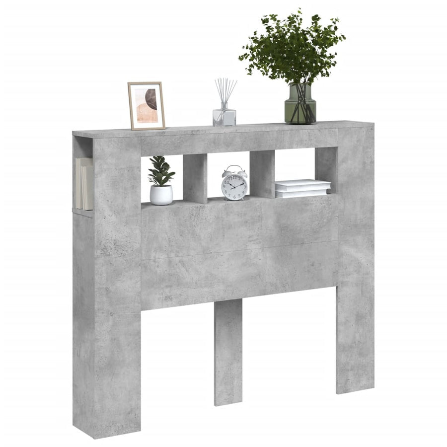 Hoofdeinde Met Led 20X8,5X03,5 Cm Bewerkt Hout 120 x 103.5 cm Betongrijs