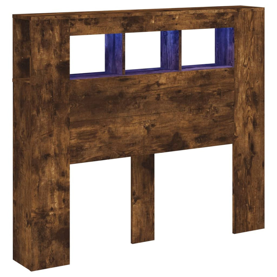 Hoofdeinde Met Led 20X8,5X03,5 Cm Bewerkt Hout 120 x 103.5 cm Gerookt eiken