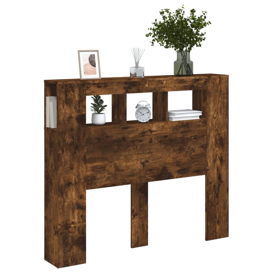 Hoofdeinde Met Led 20X8,5X03,5 Cm Bewerkt Hout 120 x 103.5 cm Gerookt eiken
