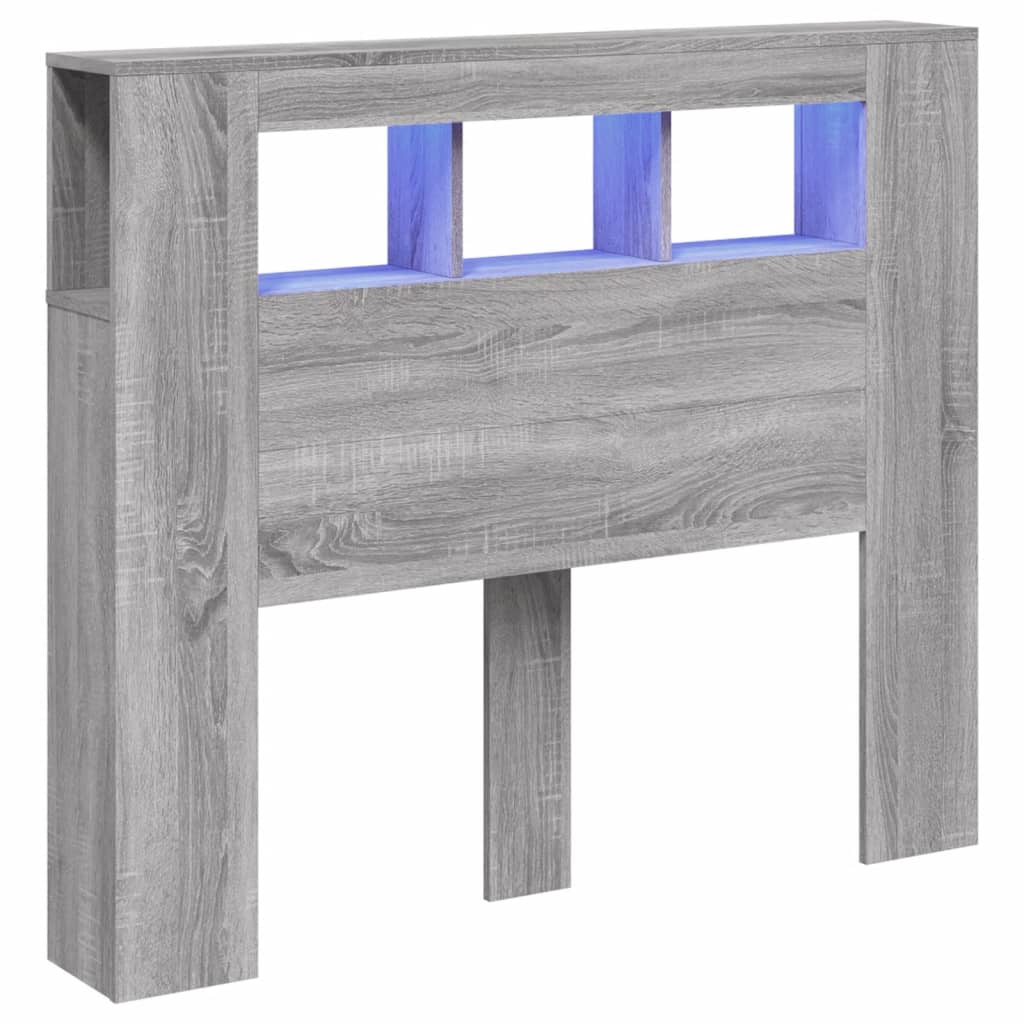 Hoofdeinde Met Led 20X8,5X03,5 Cm Bewerkt Hout 120 x 103.5 cm Grijs sonoma