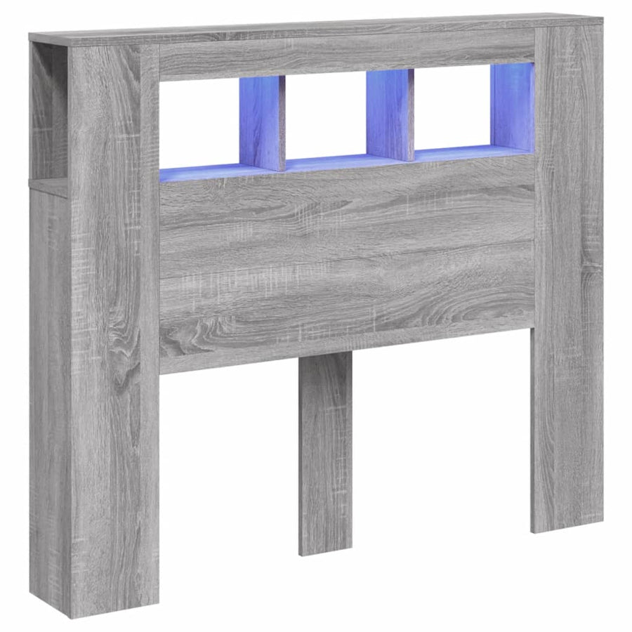 Hoofdeinde Met Led 20X8,5X03,5 Cm Bewerkt Hout 120 x 103.5 cm Grijs sonoma