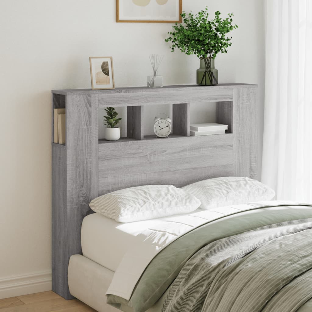 Hoofdeinde Met Led 20X8,5X03,5 Cm Bewerkt Hout 120 x 103.5 cm Grijs sonoma