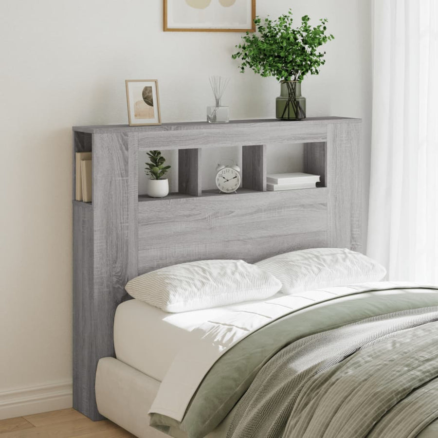 Hoofdeinde Met Led 20X8,5X03,5 Cm Bewerkt Hout 120 x 103.5 cm Grijs sonoma