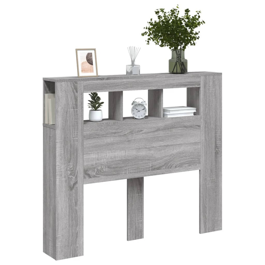 Hoofdeinde Met Led 20X8,5X03,5 Cm Bewerkt Hout 120 x 103.5 cm Grijs sonoma