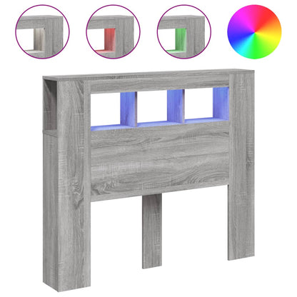 Hoofdeinde Met Led 20X8,5X03,5 Cm Bewerkt Hout 120 x 103.5 cm Grijs sonoma