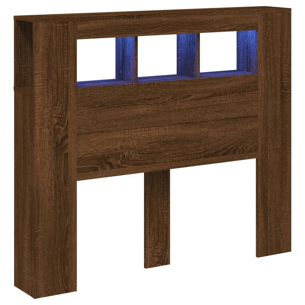 Hoofdeinde Met Led 20X8,5X03,5 Cm Bewerkt Hout Bruineiken 120 x 103.5 cm bruin eikenkleur