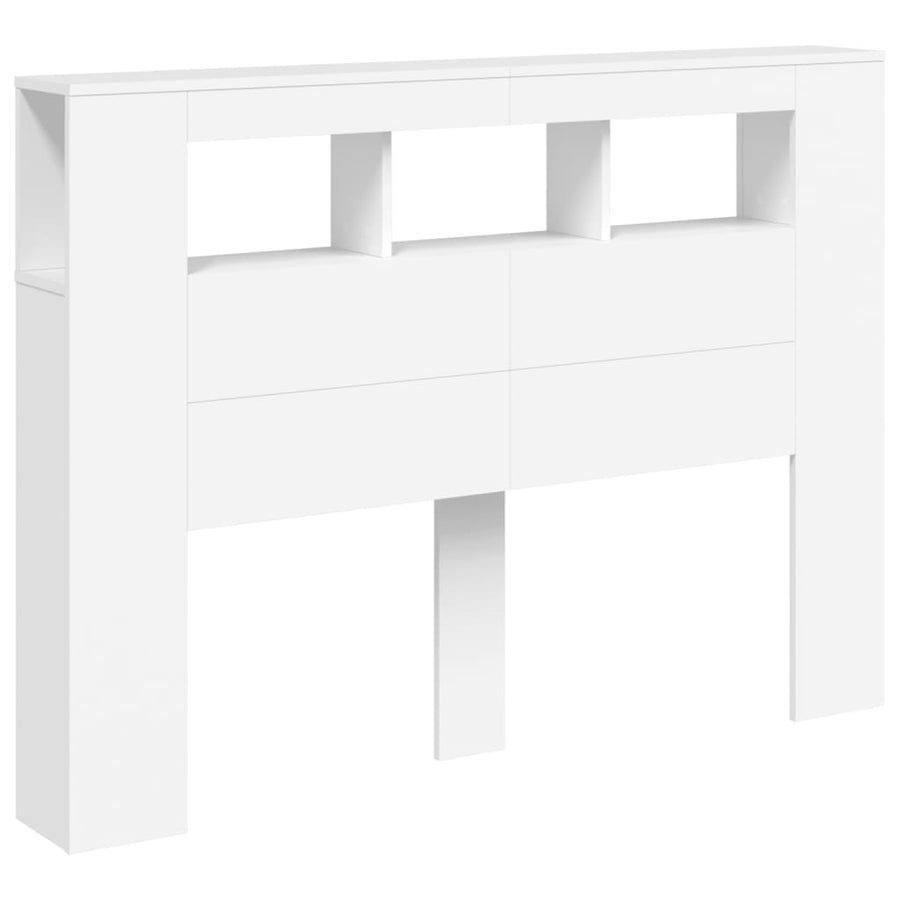 Hoofdeinde Met Led 40X8,5X03,5 Cm Bewerkt Hout 140 x 103.5 cm Wit