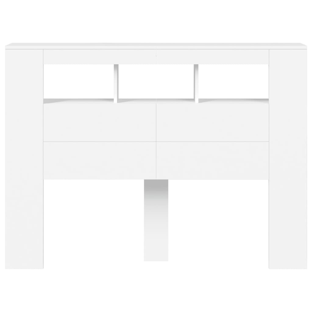 Hoofdeinde Met Led 40X8,5X03,5 Cm Bewerkt Hout 140 x 103.5 cm Wit