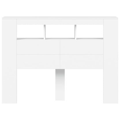 Hoofdeinde Met Led 40X8,5X03,5 Cm Bewerkt Hout 140 x 103.5 cm Wit