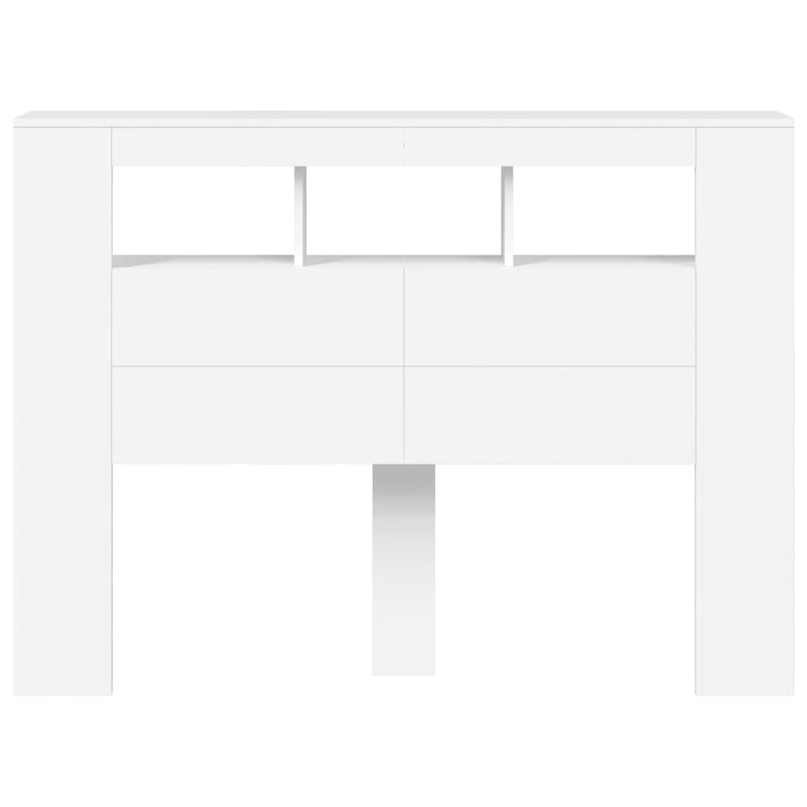 Hoofdeinde Met Led 40X8,5X03,5 Cm Bewerkt Hout 140 x 103.5 cm Wit