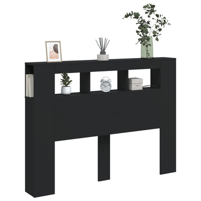 Hoofdeinde Met Led 40X8,5X03,5 Cm Bewerkt Hout 140 x 103.5 cm Zwart