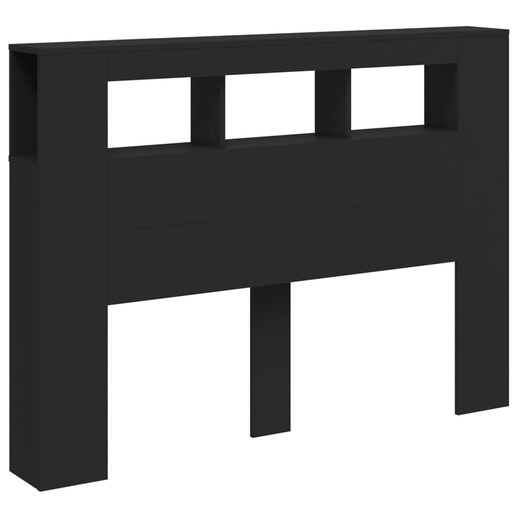 Hoofdeinde Met Led 40X8,5X03,5 Cm Bewerkt Hout 140 x 103.5 cm Zwart