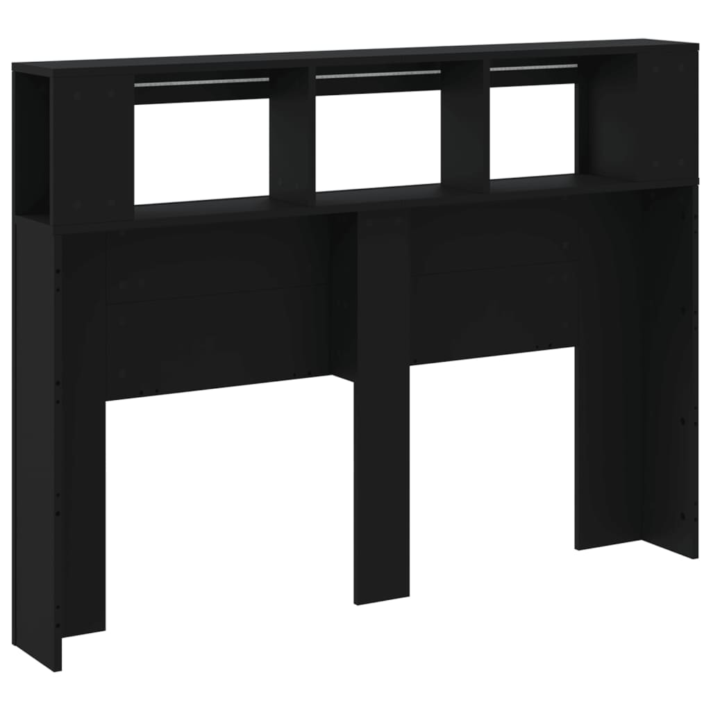Hoofdeinde Met Led 40X8,5X03,5 Cm Bewerkt Hout 140 x 103.5 cm Zwart