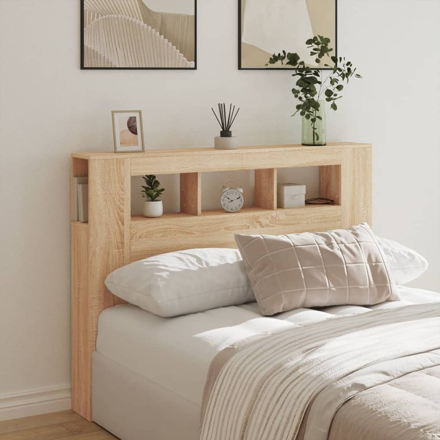 Hoofdbord 40X8,5X03,5 Cm Bewerkt Hout Kleurig 140 x 103.5 cm Sonoma eiken