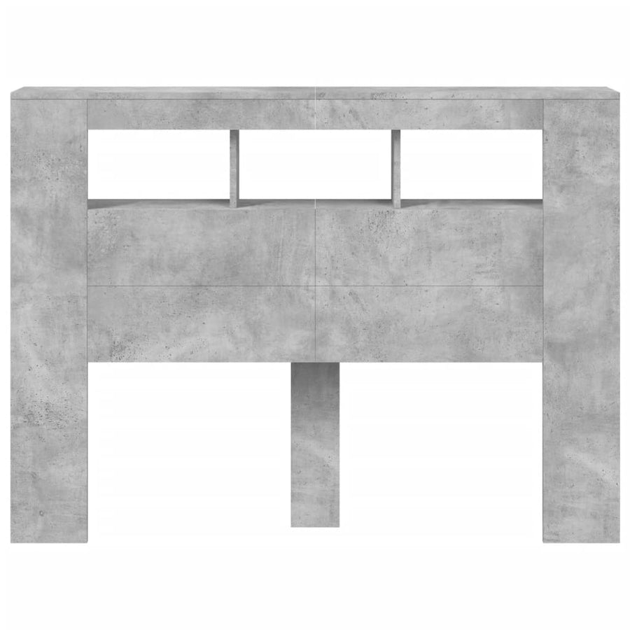 Hoofdeinde Met Led 40X8,5X03,5 Cm Bewerkt Hout 140 x 103.5 cm Betongrijs