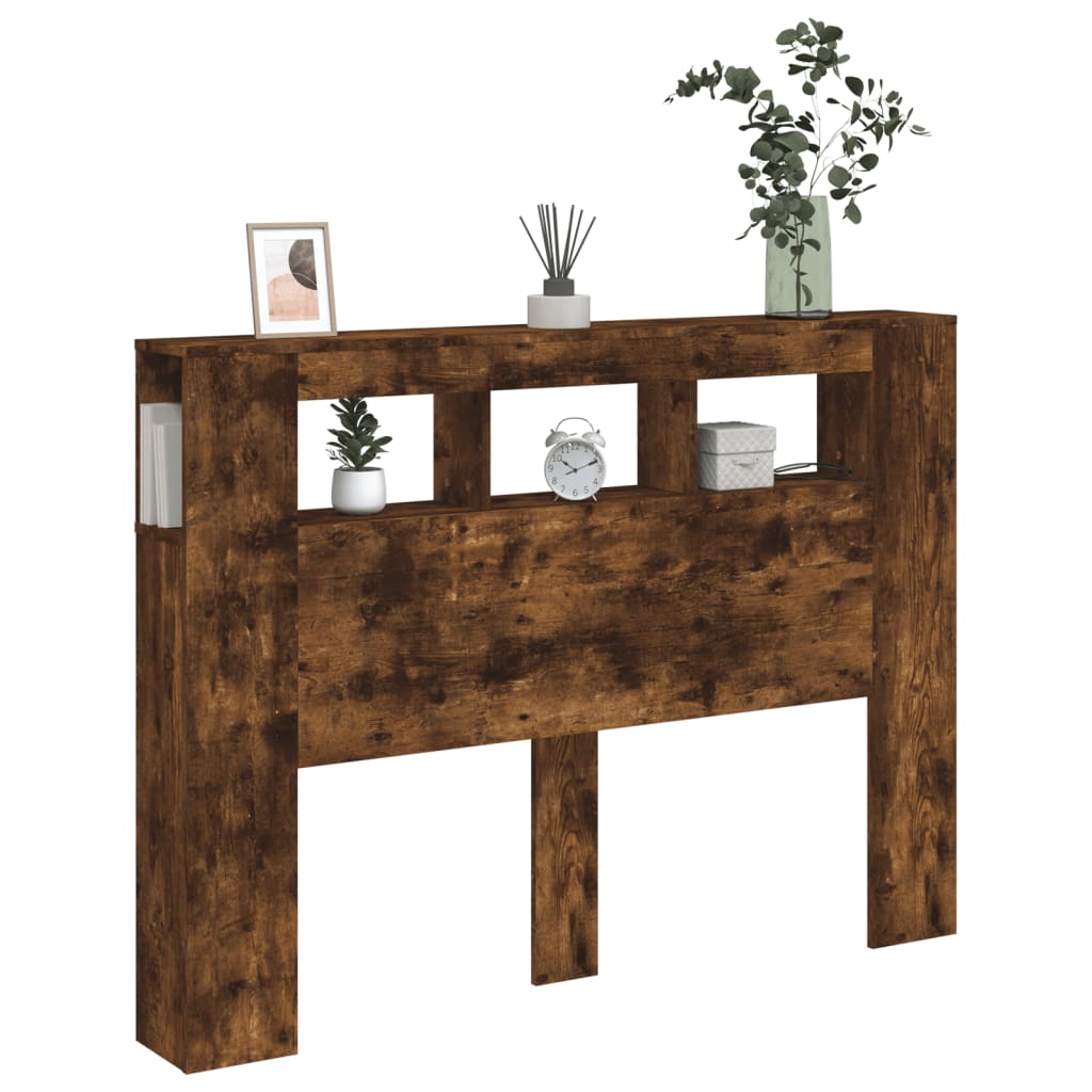 Hoofdeinde Met Led 40X8,5X03,5 Cm Bewerkt Hout 140 x 103.5 cm Gerookt eiken