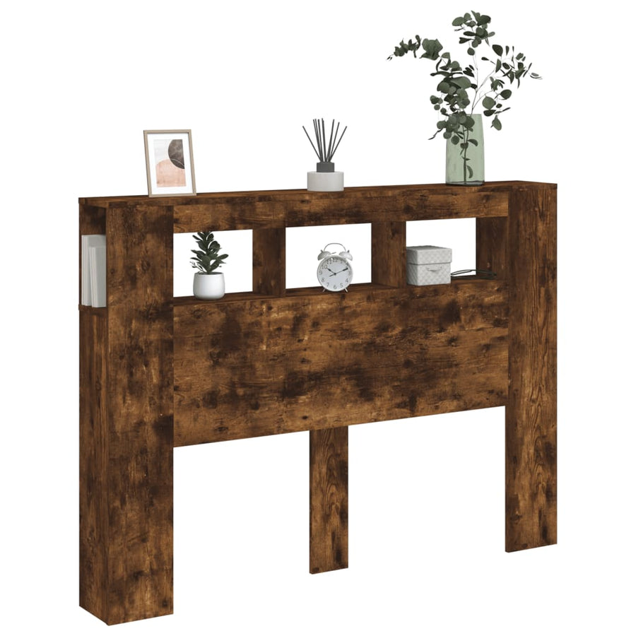 Hoofdeinde Met Led 40X8,5X03,5 Cm Bewerkt Hout 140 x 103.5 cm Gerookt eiken
