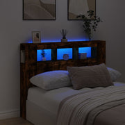 Hoofdeinde 140x18,5x103,5 cm bewerkt hout gerookt eiken met LED