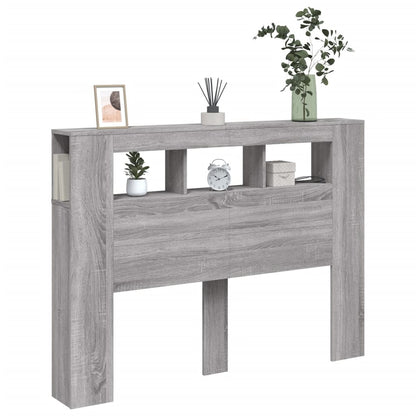 Hoofdeinde Met Led 40X8,5X03,5 Cm Bewerkt Hout 140 x 103.5 cm Grijs sonoma