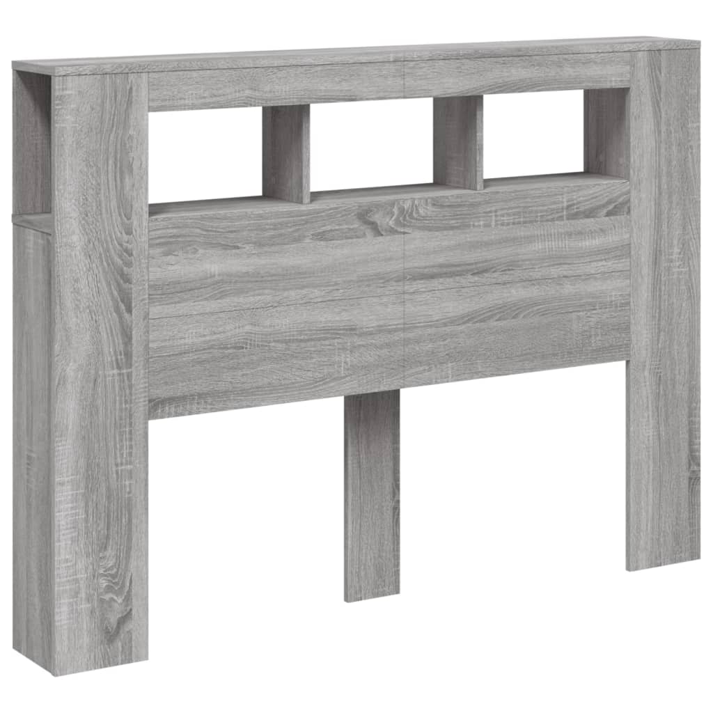 Hoofdeinde Met Led 40X8,5X03,5 Cm Bewerkt Hout 140 x 103.5 cm Grijs sonoma