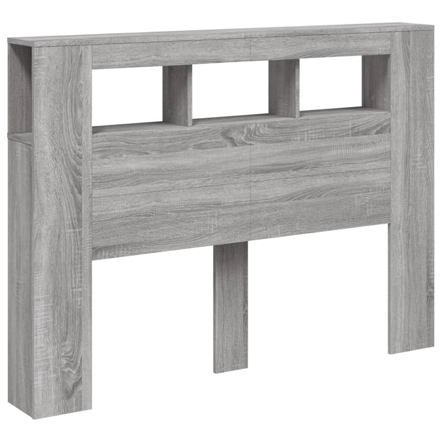 Hoofdeinde Met Led 40X8,5X03,5 Cm Bewerkt Hout 140 x 103.5 cm Grijs sonoma
